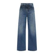 Strass Wide Fit Jeans met Lussen 7 For All Mankind , Blue , Dames