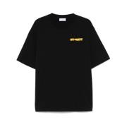 Zwart Crew Neck Logo Print T-shirt Off White , Black , Heren