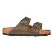 Vervaagde Sandaal in Olijfkleurig Leer Birkenstock , Green , Heren