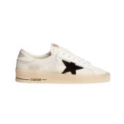 Witte mesh homme met zwarte suède ster Golden Goose , White , Heren