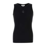 Zwarte stretch katoenen tanktop Alexander McQueen , Black , Heren