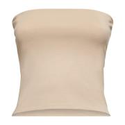 Strapless Beige Katoen Elastaan Top Brunello Cucinelli , Beige , Dames