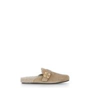 Beige Sandalen met Metalen Logo Tory Burch , Beige , Dames