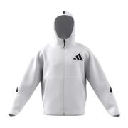 Hooded Track Jacket met volledige rits - Wit Adidas , White , Heren