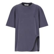 Paarse Katoenen T-shirt met Geborduurd Logo The Attico , Purple , Dame...