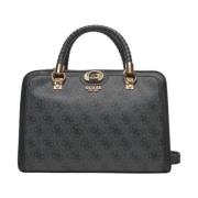 Logo Society Satchel in Steenkool Guess , Black , Dames