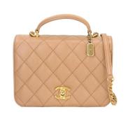 Pre-owned Leather chanel-bags Chanel Vintage , Yellow , Dames