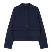 Blauwe Boxy Jas met Overhemdkraag Max Mara Weekend , Blue , Dames