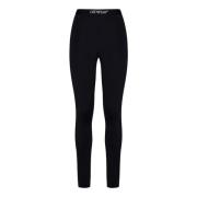 Zwarte elastische hoge taille broek Off White , Black , Dames