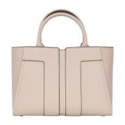 Beige Shopper Tas met Logo Elisabetta Franchi , Gray , Dames