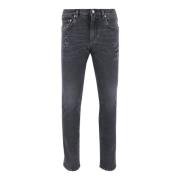 Donkergrijze Denim Jeans met Logo Dolce & Gabbana , Gray , Heren