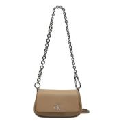 Beige Schoudertas met Kliksluiting Calvin Klein , Beige , Dames