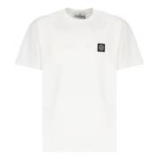 Wit Katoenen T-shirt met Logopatch Stone Island , White , Heren