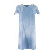 Denim-geïnspireerde Midi Jurk met Kant Detail Ermanno Scervino , Blue ...