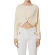 Lange mouwen jersey top met piercing Elisabetta Franchi , Beige , Dame...