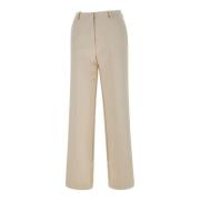 Ivory Stretch Crepe Wide Leg Trousers Kaos , White , Dames