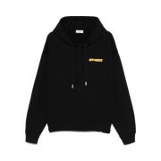 Zwarte Geribbelde Sweatshirt met Zak Off White , Black , Heren