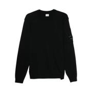 Zwarte Crew Neck Sweater met Ritszak C.p. Company , Black , Heren