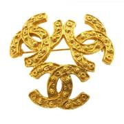 Pre-owned Metal brooches Chanel Vintage , Yellow , Dames