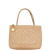 Pre-owned Leather chanel-bags Chanel Vintage , Beige , Dames