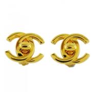 Pre-owned Metal earrings Chanel Vintage , Yellow , Dames