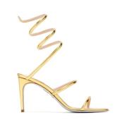 Goudkleurige Enkelband Stiletto Hakken René Caovilla , Yellow , Dames