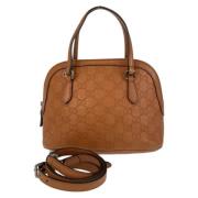 Pre-owned Leather handbags Gucci Vintage , Brown , Dames