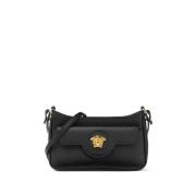 Zwarte Schoudertas met Kettinglink Versace , Black , Dames