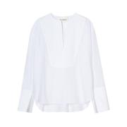 Witte V-hals shirt met splitmanchetten Closed , White , Dames