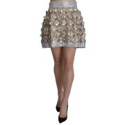 Zilveren Versierde High Waist Minirok Dolce & Gabbana , Gray , Dames