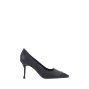 Chique Leren Pump met Suède Detail Manolo Blahnik , Black , Dames