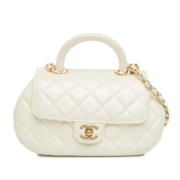 Pre-owned Leather handbags Chanel Vintage , White , Dames