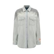 Parel Snap Boyfriend Shirt Golden Goose , Blue , Dames