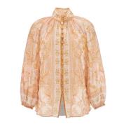 Elegante Paisley Blouse met Hoge Hals Zimmermann , Beige , Dames