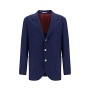 Wollen Blazer Jas met Contrasterende Knopen Brunello Cucinelli , Blue ...