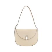 Leren Schoudertas Tondo Savette , Beige , Dames