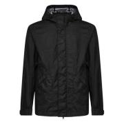 Zwarte Jassen met Capuchon en Zakken Stone Island , Black , Heren