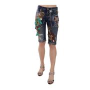 Kristalversierde Denim Shorts Dolce & Gabbana , Blue , Dames