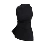 Asymmetrische Katoenen Top Alexander McQueen , Black , Dames