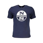 Blauw Katoen Print Logo T-Shirt North Sails , Blue , Heren