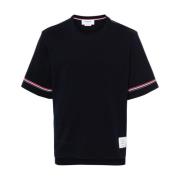 Blauw Gestreept Katoenen T-shirt Thom Browne , Blue , Heren