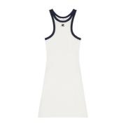 Witte Mini Jurk met Blauwe Piping Courrèges , White , Dames