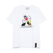 Wit Logo Print Crew Neck T-shirt Iceberg , White , Heren