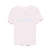 Roze Roze Slogan Print T-shirt Re/Done , Pink , Dames