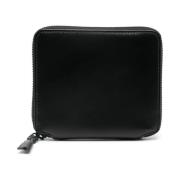 Zwarte Leren Bi-Fold Portemonnee Comme des Garçons , Black , Heren