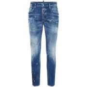 Blauwe Distressed Slim Fit Jeans Dsquared2 , Blue , Heren