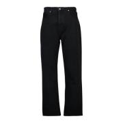 Zwarte Denim Straight Fit Jeans Drole de Monsieur , Black , Heren