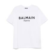 Witte Crew Neck T-shirts en Polos Balmain , White , Heren