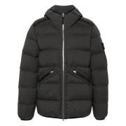 Stretch Hooded Pufferjas Stone Island , Black , Heren