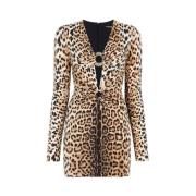 Leopard-Print Cut-Out Mini Dress Roberto Cavalli , Brown , Dames